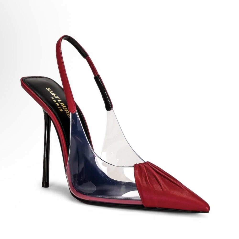 Saint Laurent Calfskin PVC Chica 115 Slingback size 39